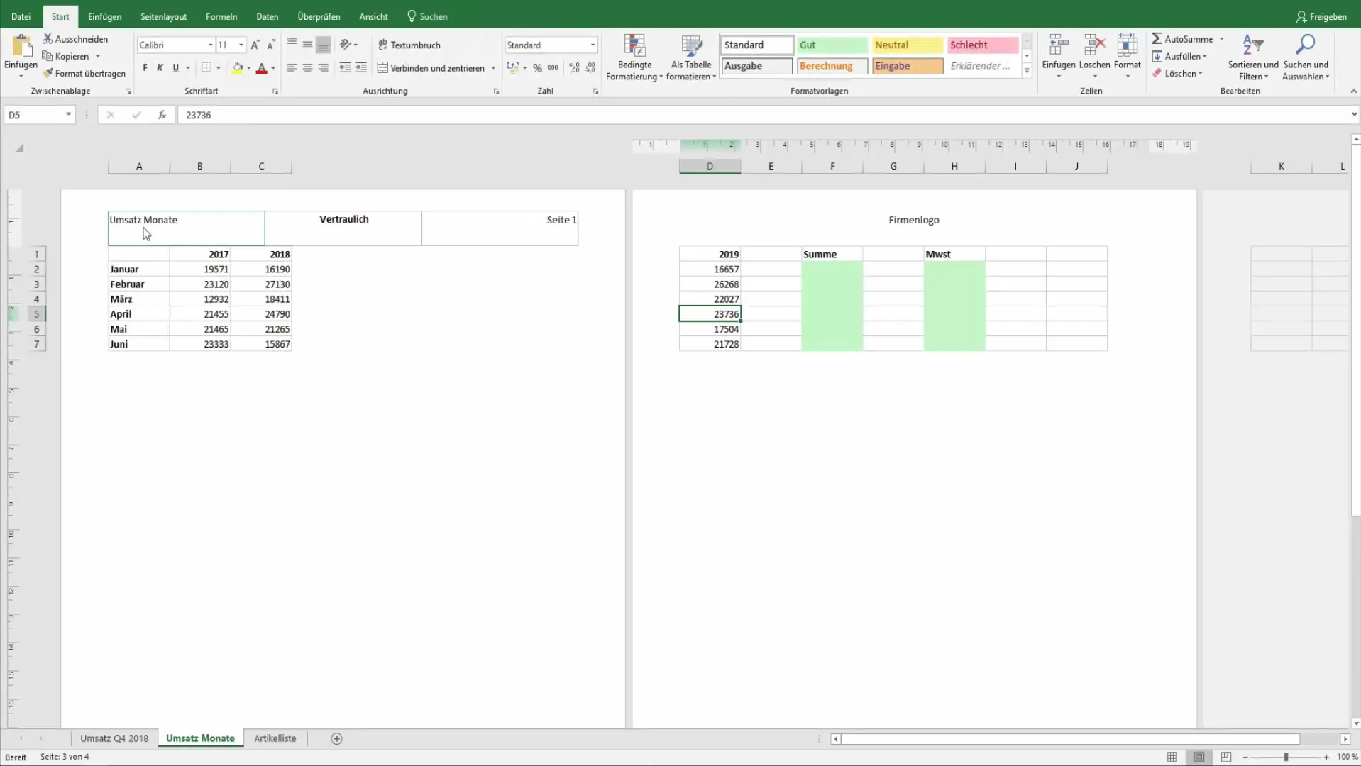 Utilizzo efficace delle intestazioni e dei piè di pagina in Excel