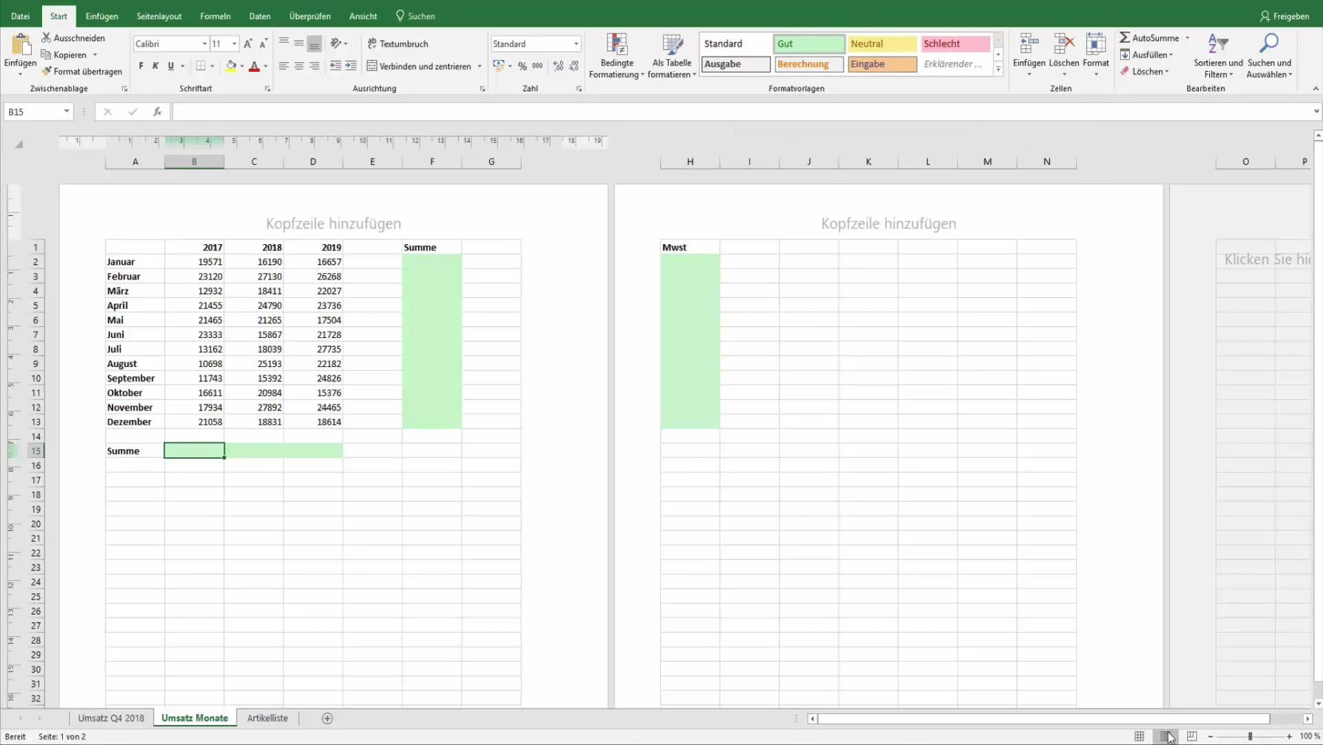 Utilizzo efficace di intestazioni e piè di pagina in Excel
