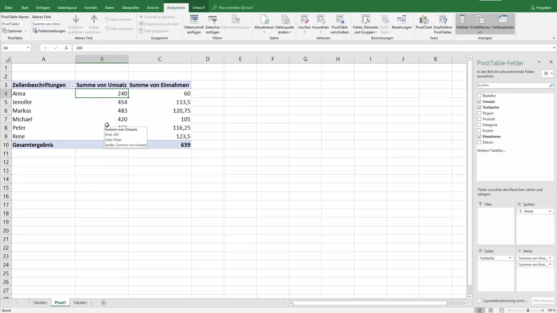 Usar tablas dinámicas de manera efectiva para cálculos y configuraciones de campos