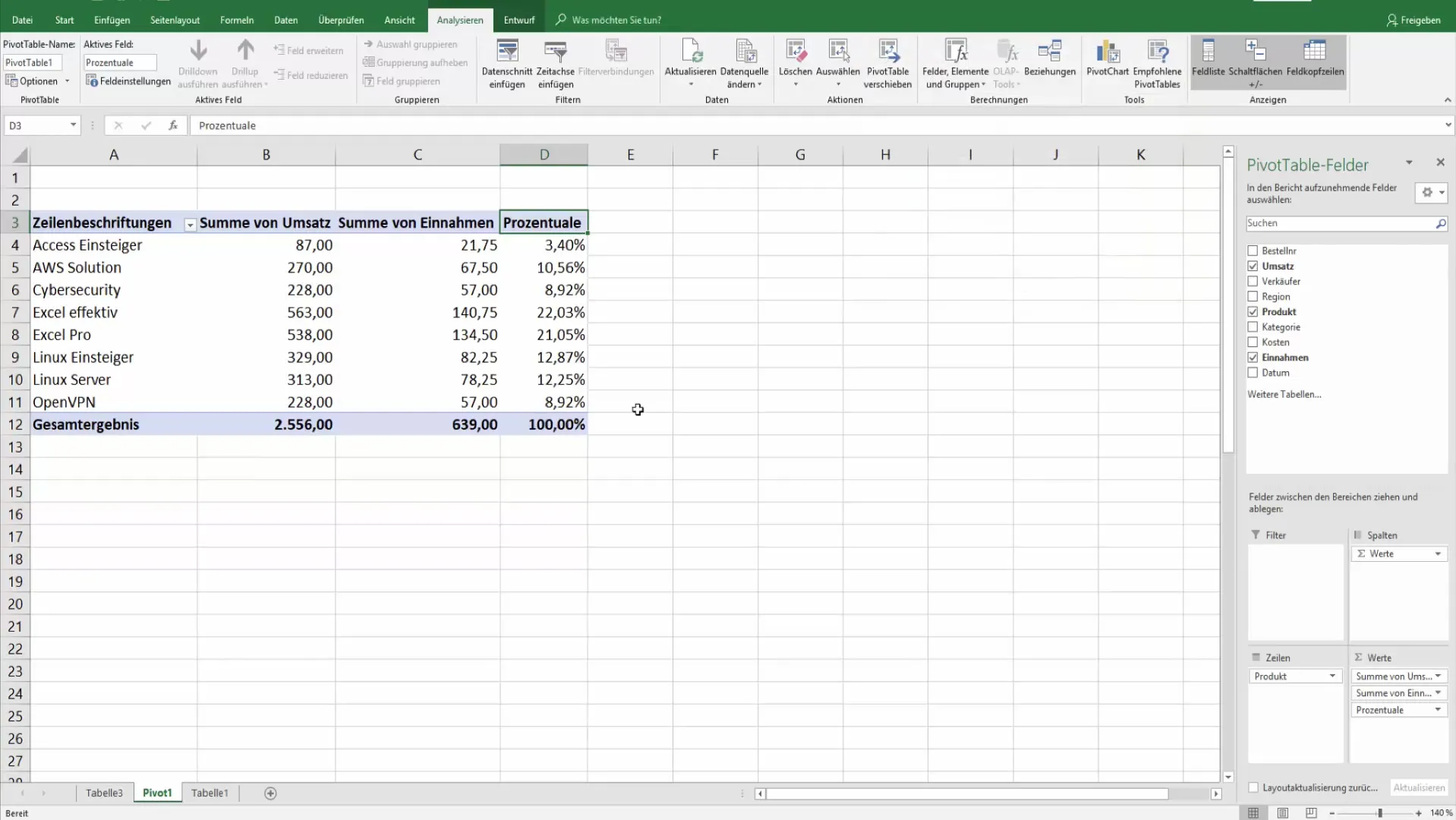 Utilizar tablas dinámicas de forma efectiva para cálculos y configuraciones de campos