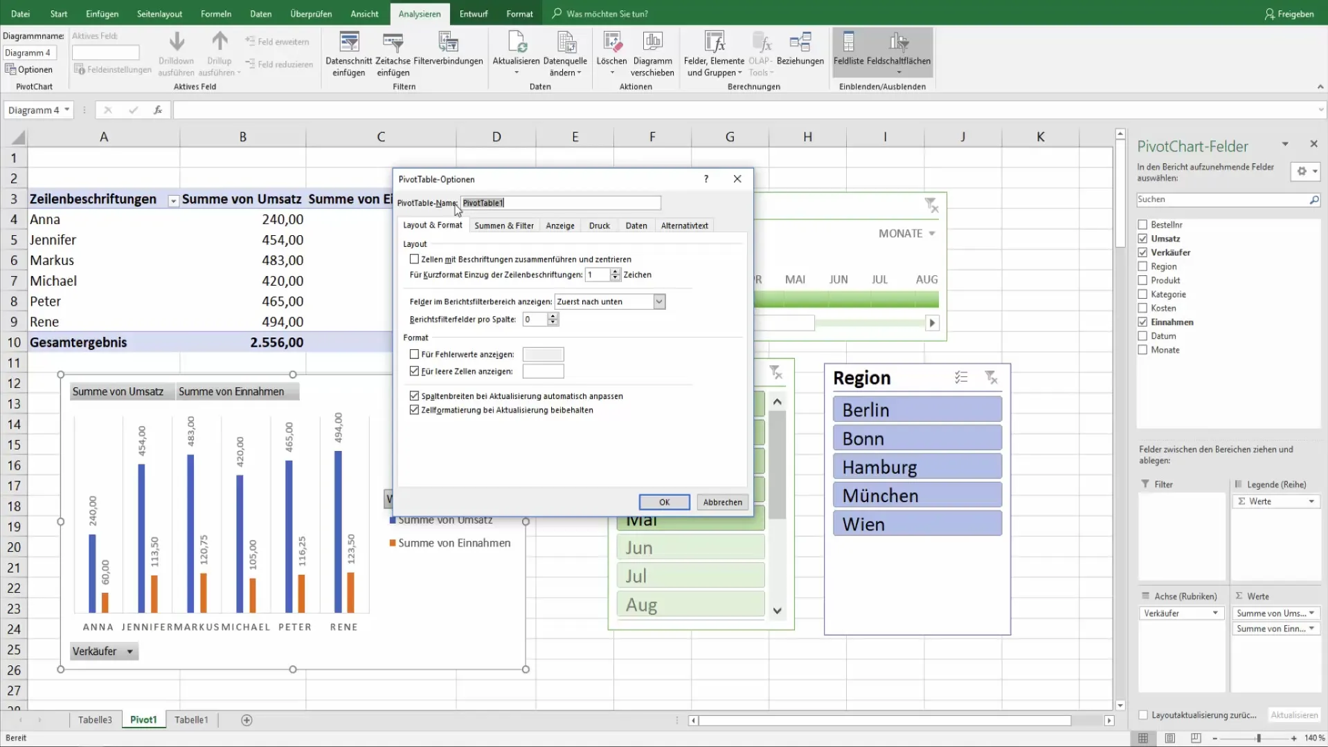 Creazione efficace di grafici pivot in Excel