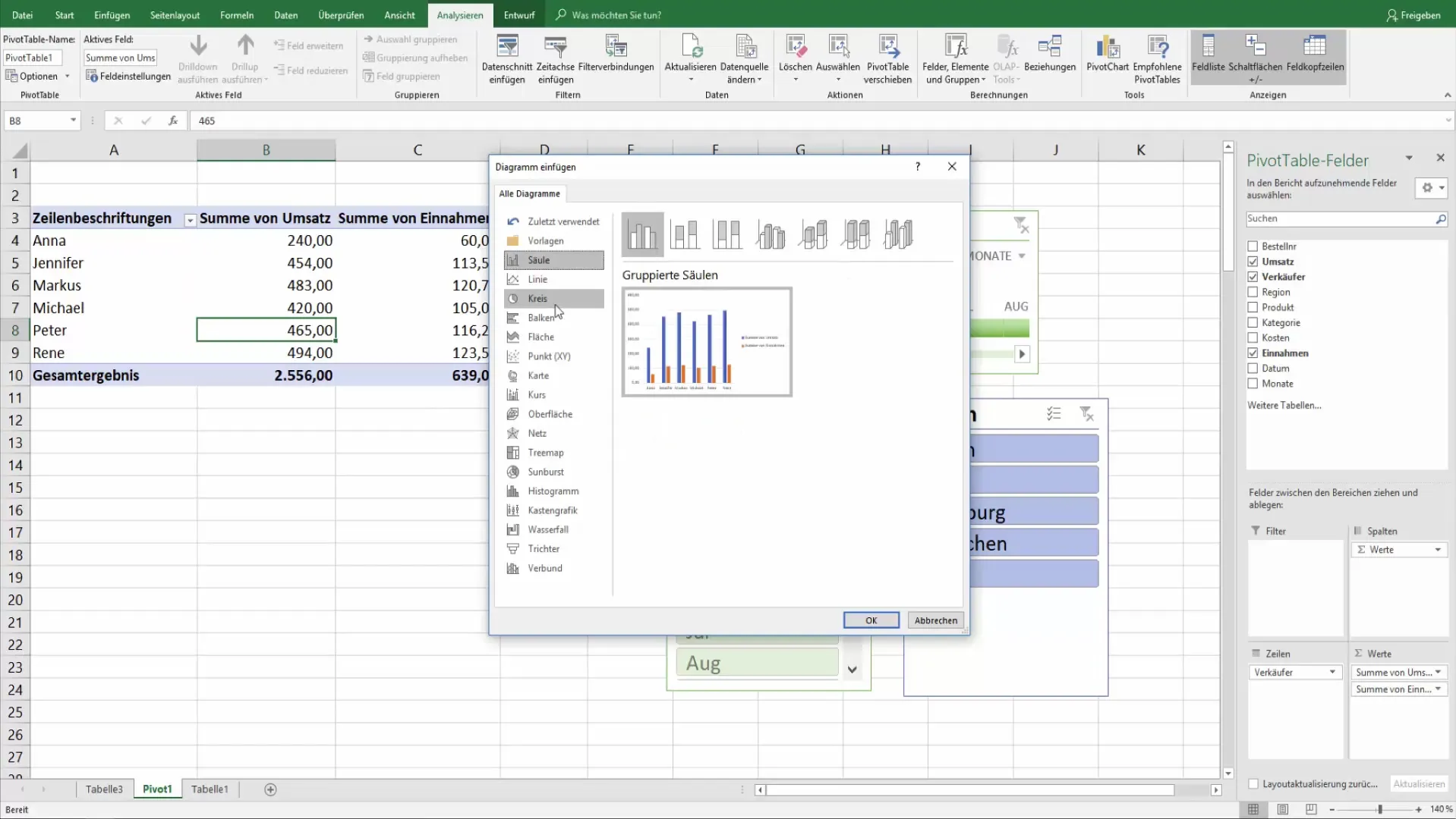 Creazione efficace di grafici Pivot in Excel