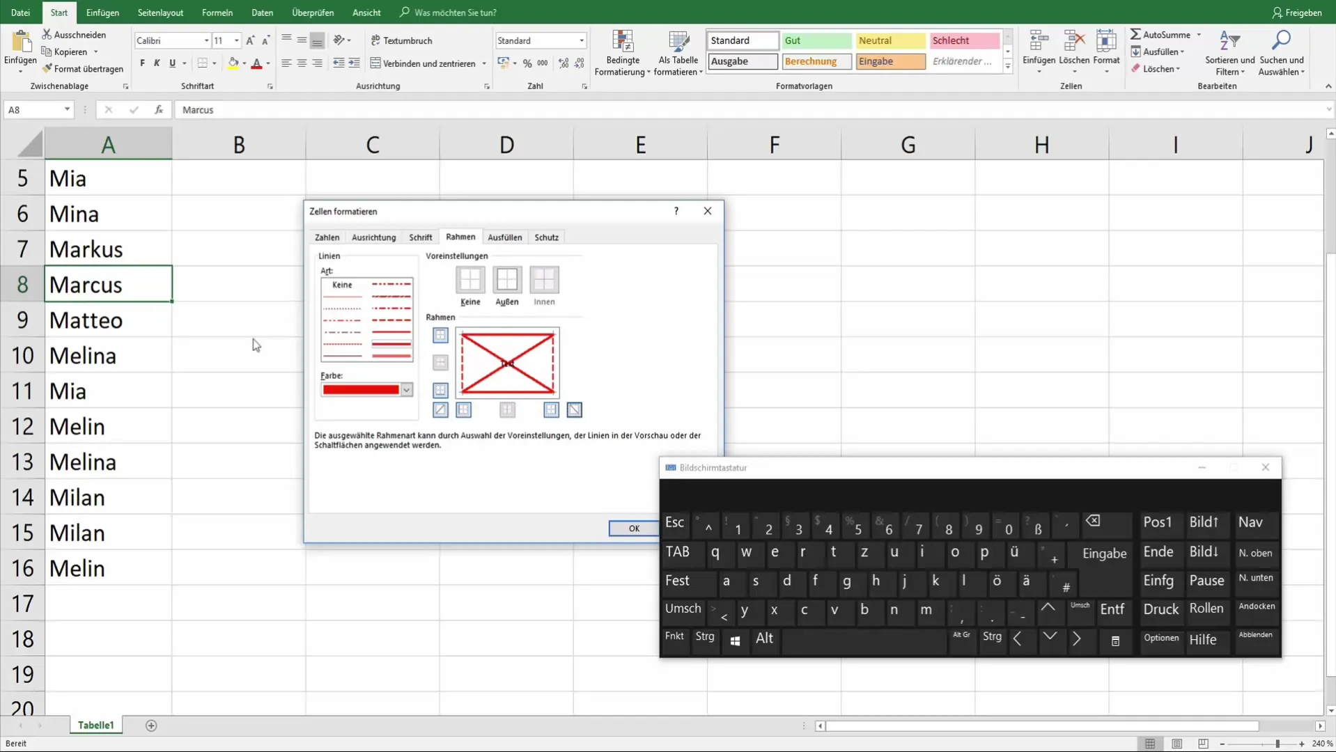 Vytváranie línií v bunkách - Tutoriál k aplikácii Excel