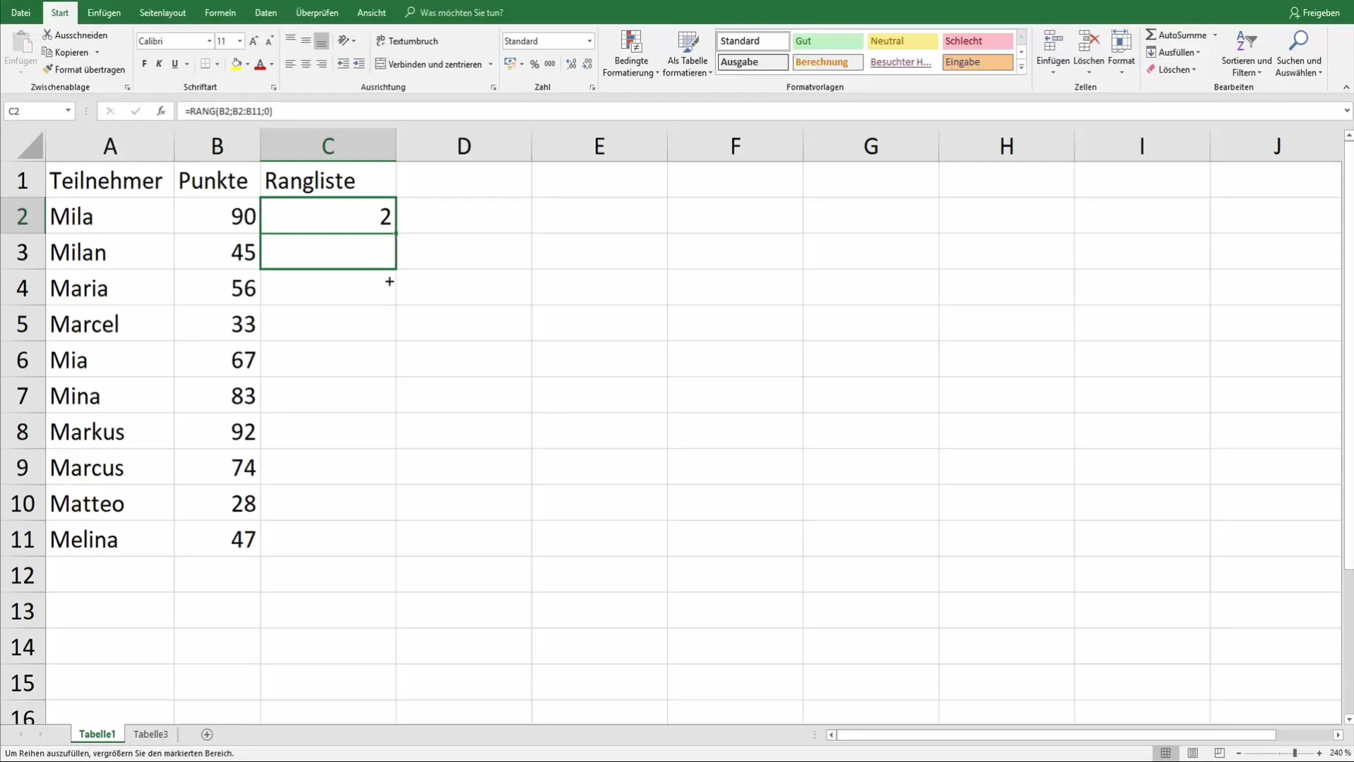 Turnuvalar için otomatik Excel sıralama listeleri oluşturun