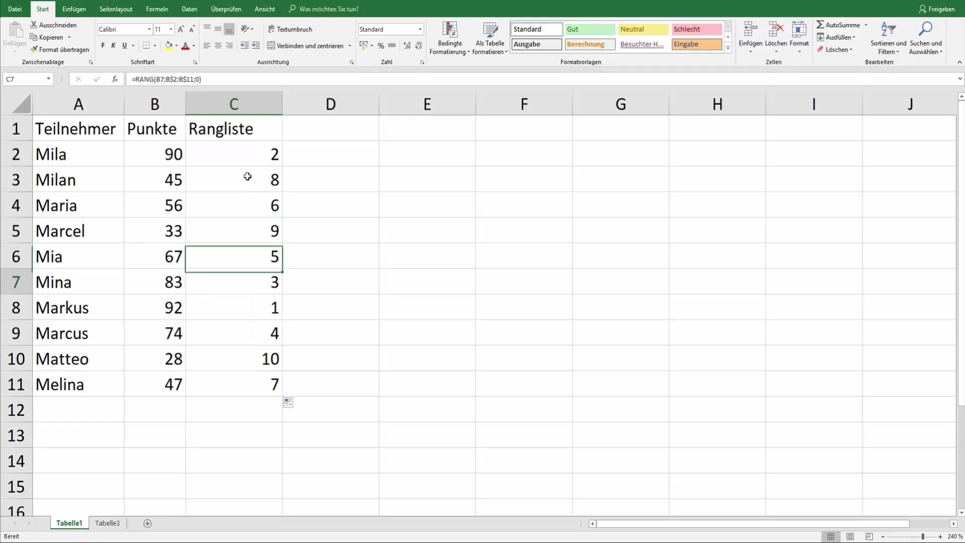 Turnuvalar için otomatik Excel sıralama listeleri oluşturun