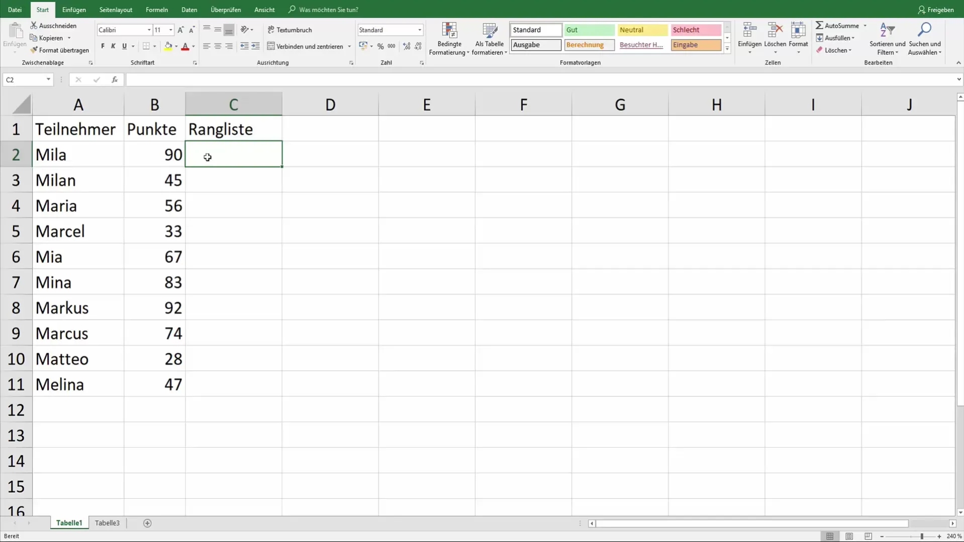 Turnuvalar için otomatik Excel sıralama listeleri oluşturun