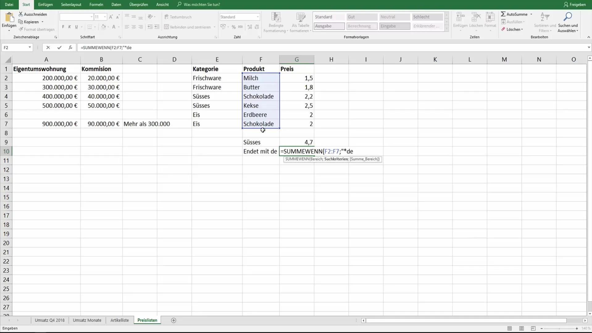 Excel summering funktion med SUM.WENN