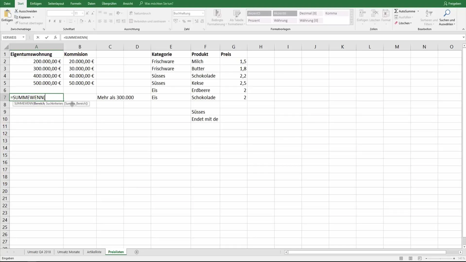 Excel-opsummeringsfunktion med SUM.HVIS