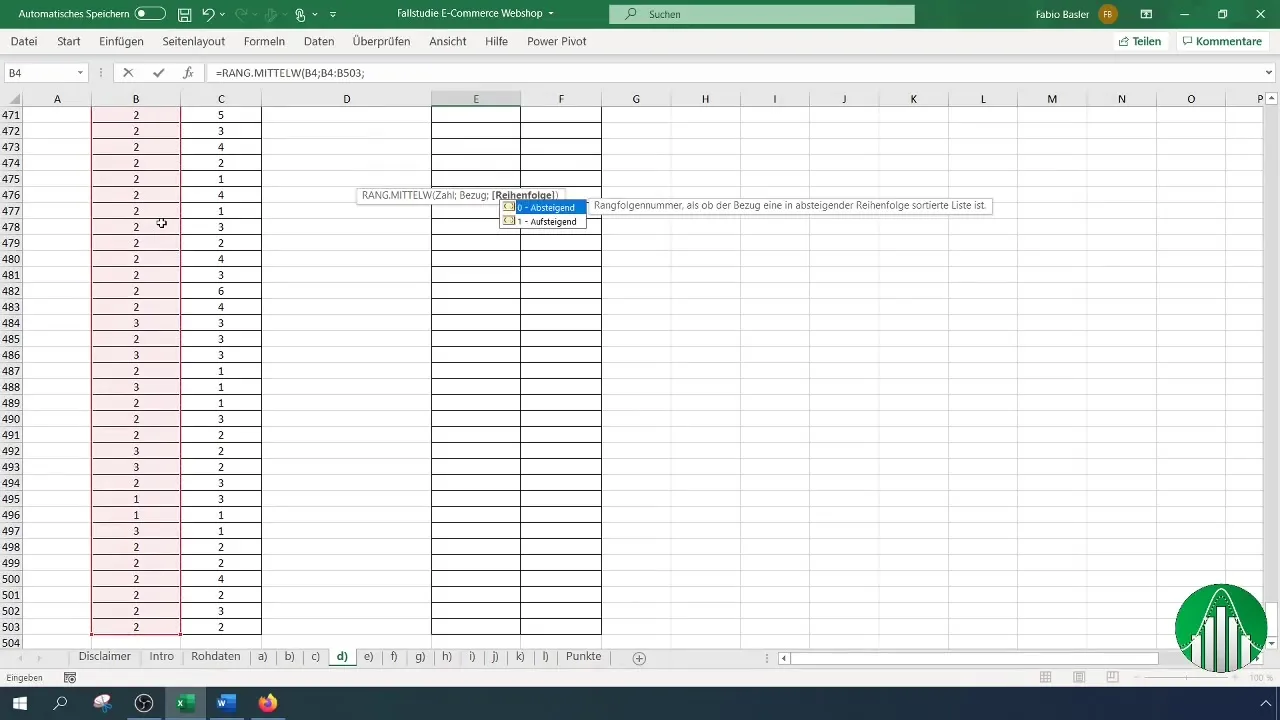 Calcularea corelației rang-ului Spearman în Excel
