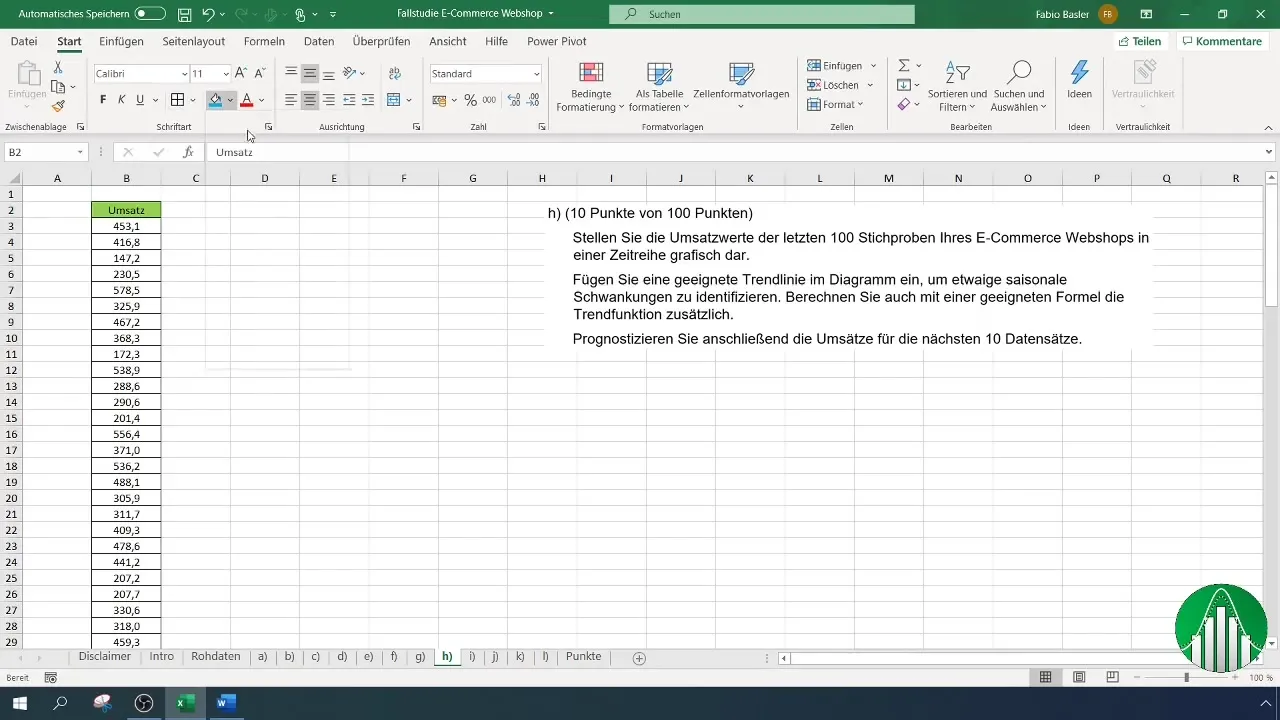 Tidsrække omsætningsprognose i Excel - Titel