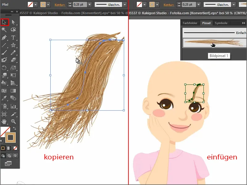 A picta firele de păr în Illustrator