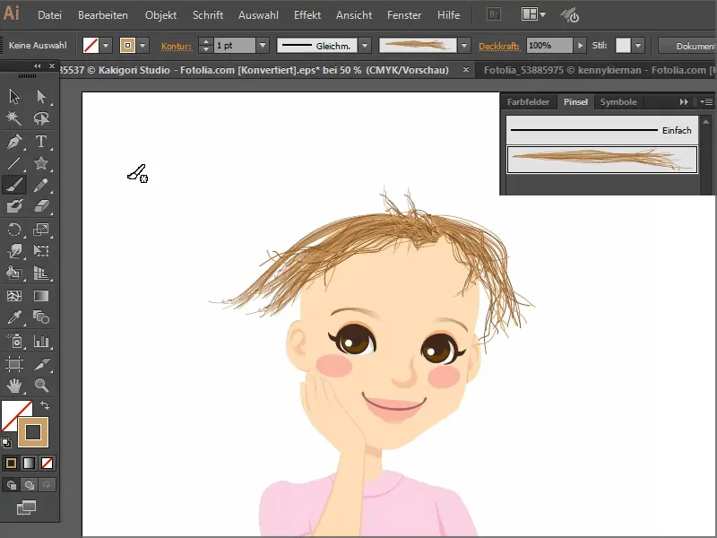 A picta părul în Illustrator