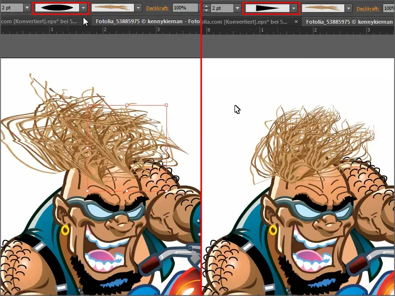 A picta părul în Illustrator.
