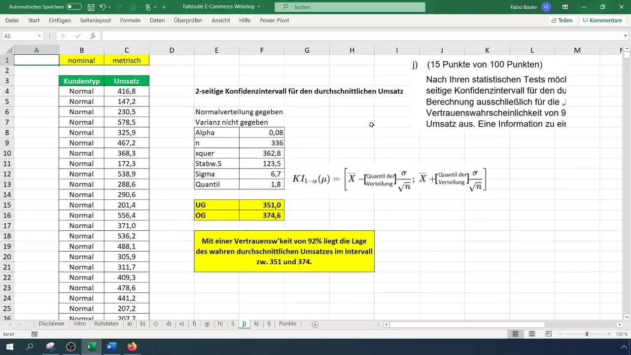 Beregn et konfidensinterval for omsætningen i Excel