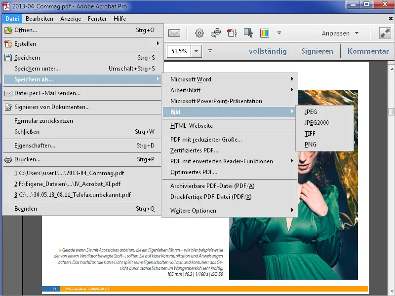 Bilder und Text aus PDF-Dateien extrahieren und als Office-Dokument speichern mit Acrobat