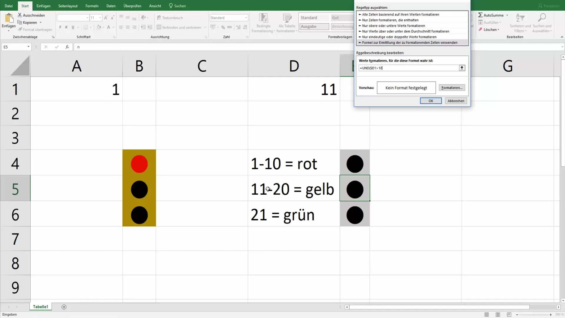 Configurar la función de semáforo en Excel para una presentación óptima de datos