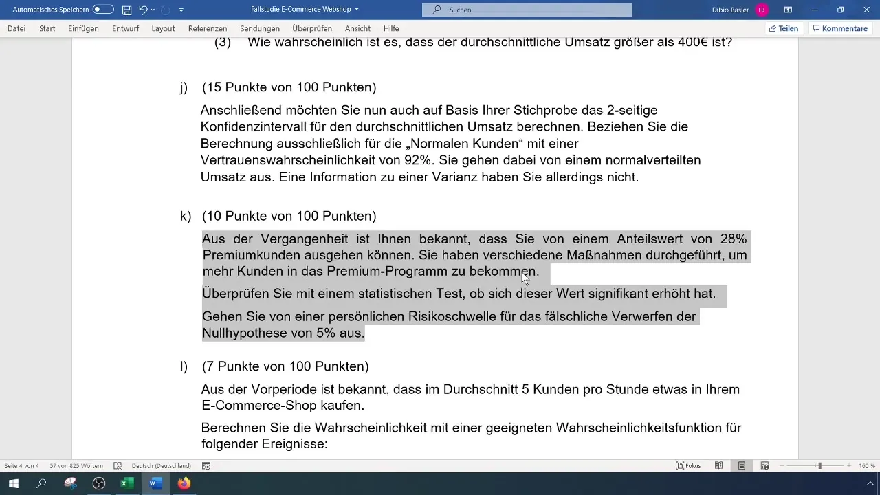 1-SP-test til analyse af andelen af premiumkunder