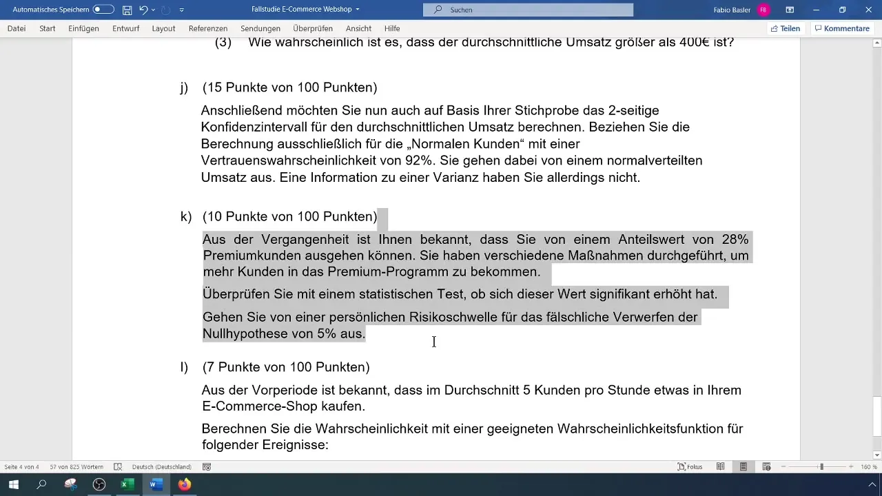 1-SP-test til analyse af andelen af premiumkunder