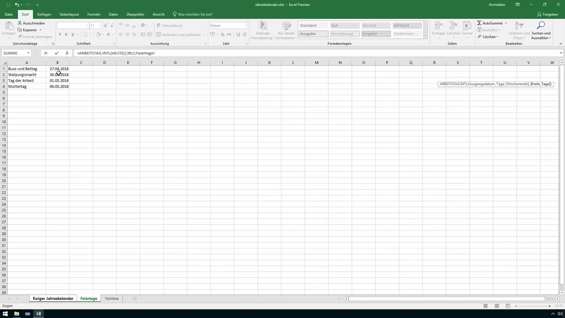 Calcolo dei dati futuri in Excel