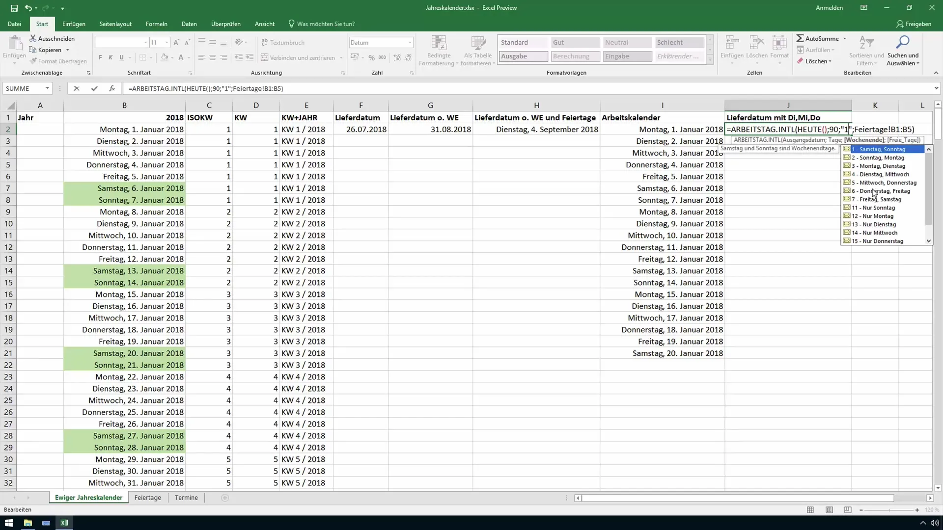 Calcolo dei dati futuri in Excel