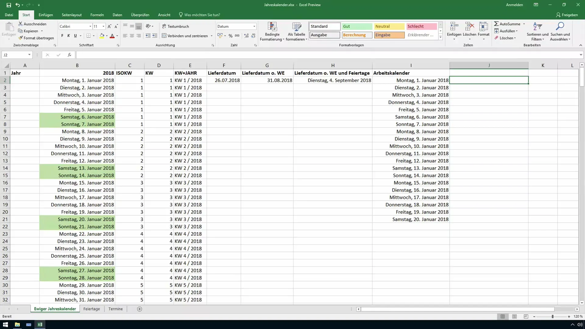 Calcolo di dati futuri in Excel