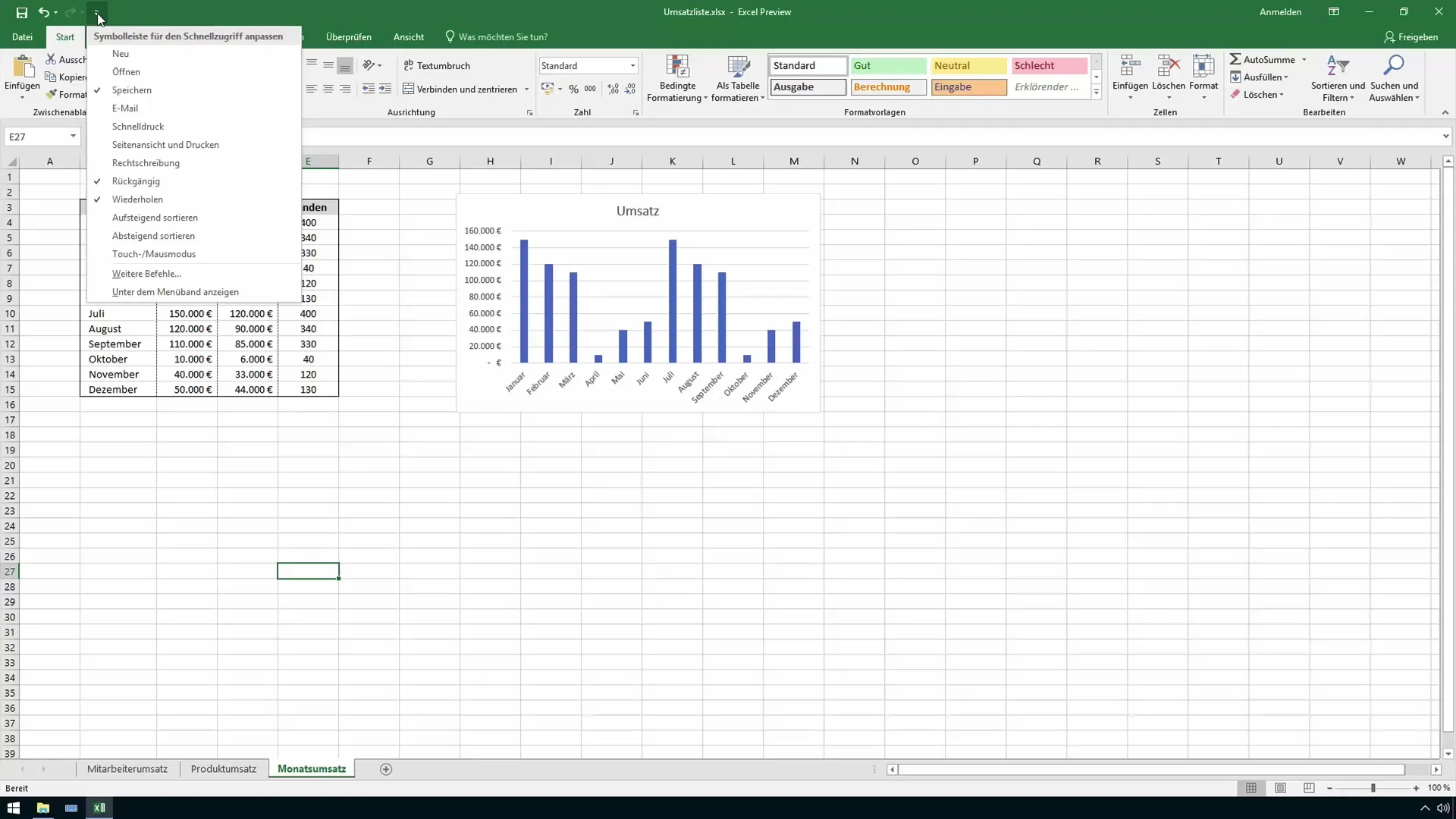 Utilizar la función de cámara en Excel - Instrucciones para informes