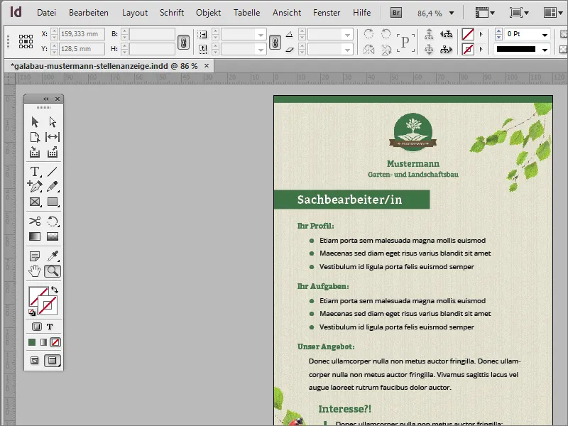 Stellenanzeige in Adobe InDesign gestalten