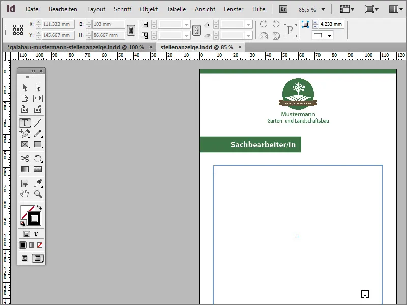 Mendesain iklan pekerjaan di Adobe InDesign
