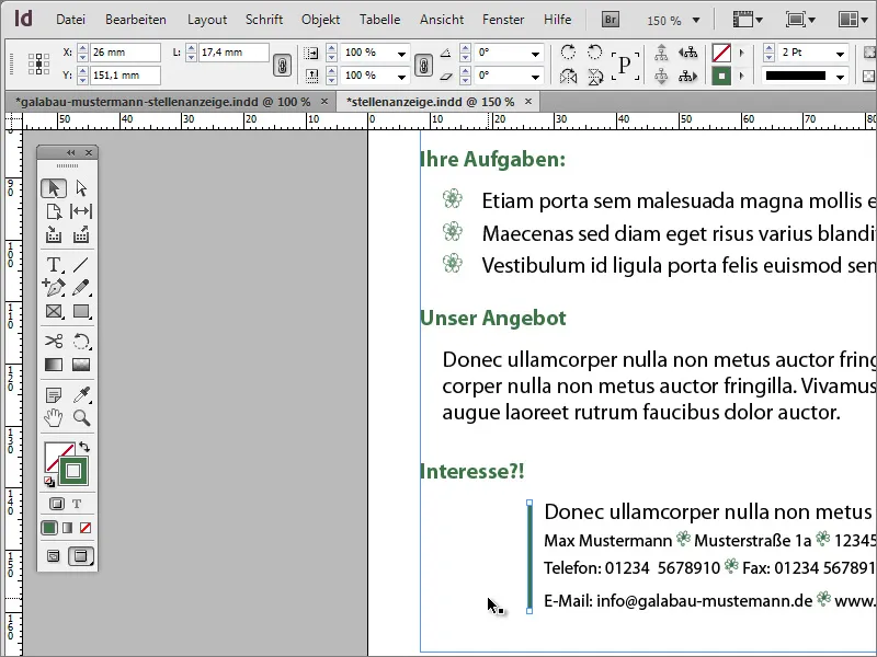 Stellenanzeige in Adobe InDesign gestalten