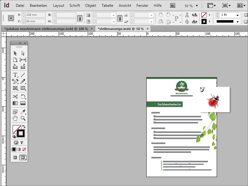 Vytvořit inzerát v programu Adobe InDesign.