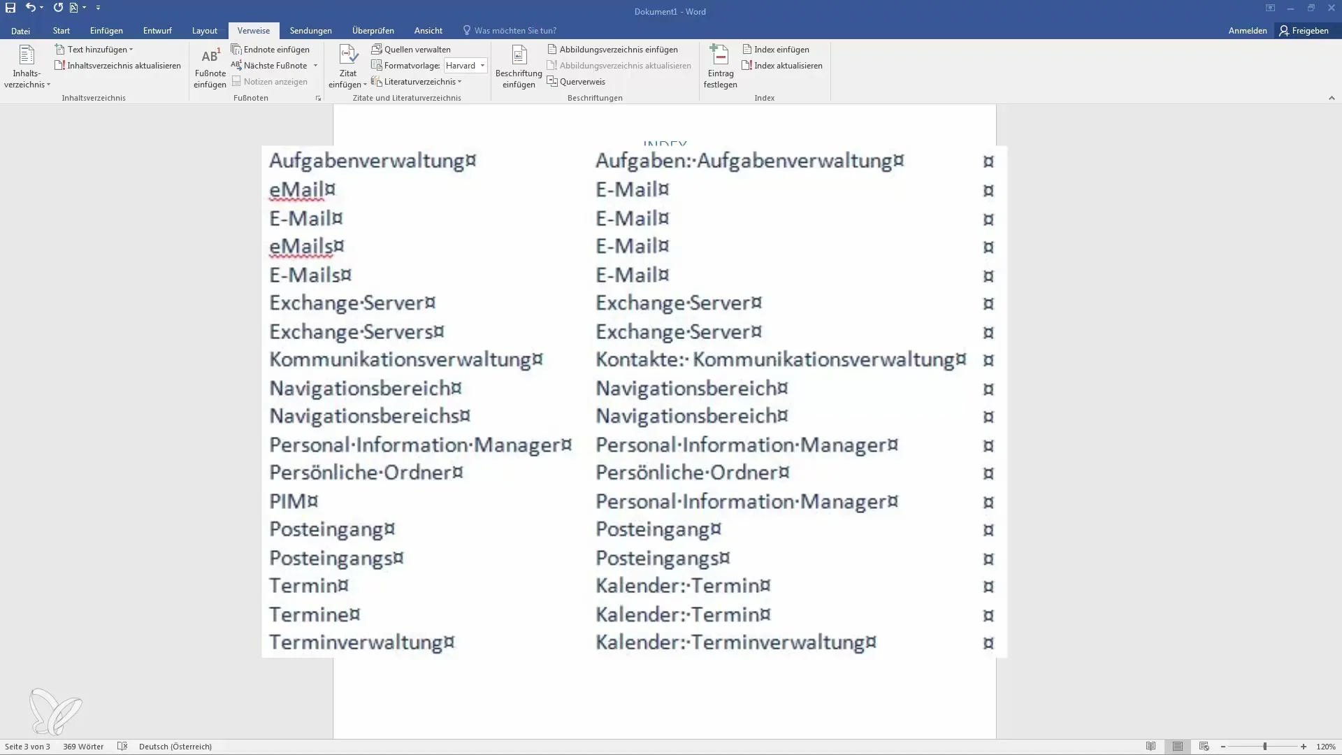 Indeksa izveide programmā Word - soli pa solim uz perfektu direktoriju