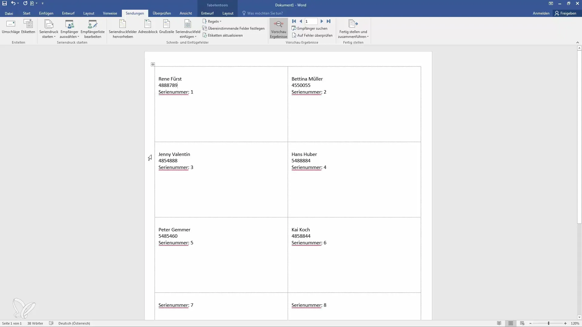 Erstelle einfach Etiketten in Word mit Seriendruck