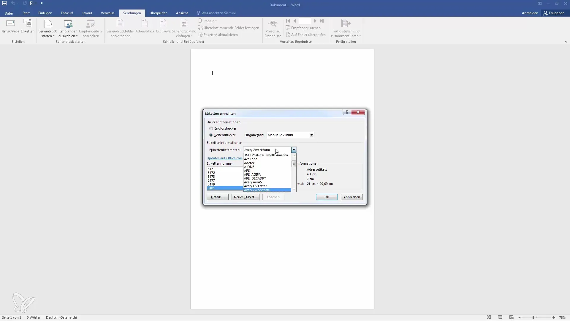 Erstelle einfach Etiketten in Word mit Seriendruck