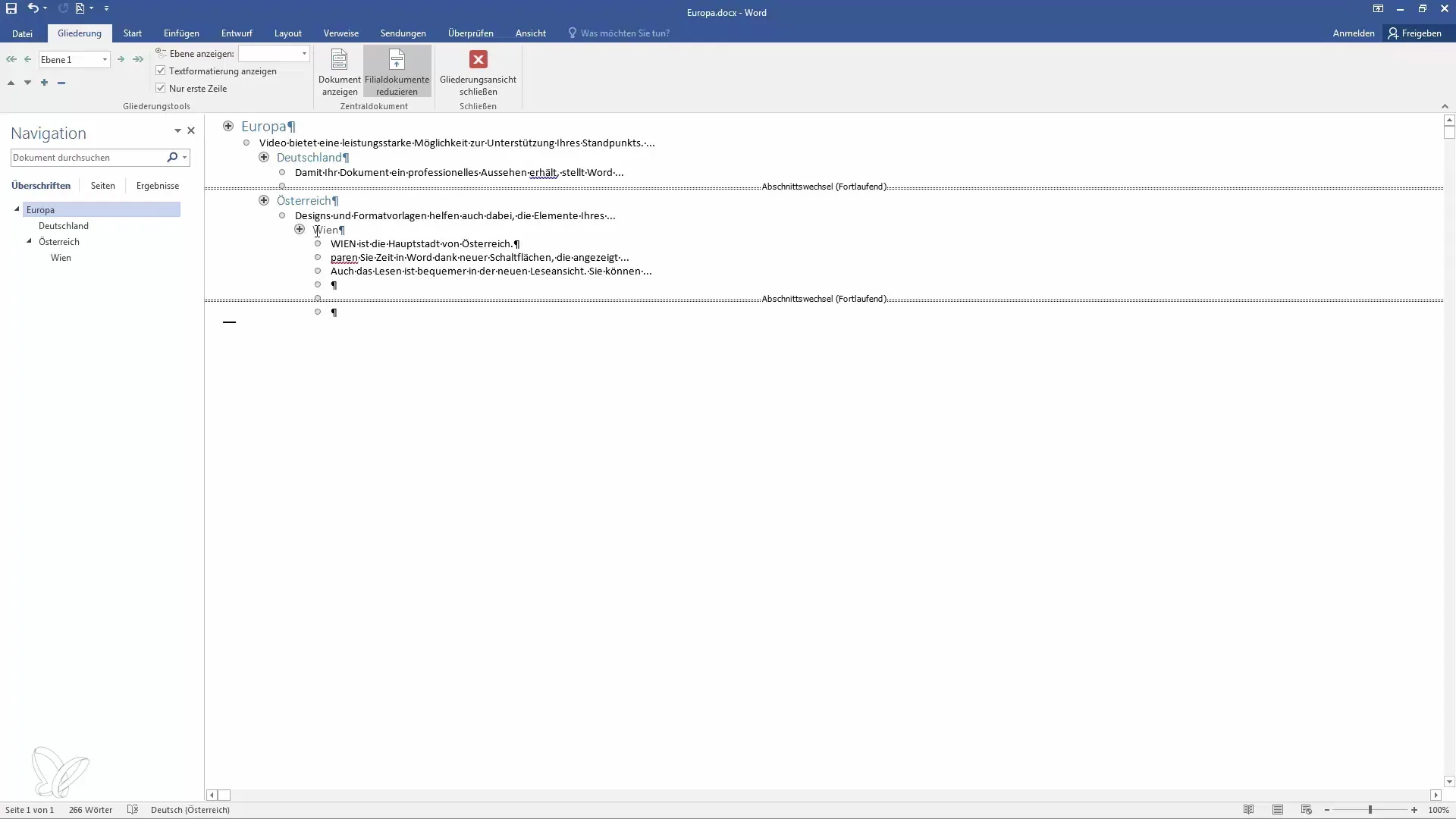 Utiliser efficacement les documents des filiales et du siège central dans Word