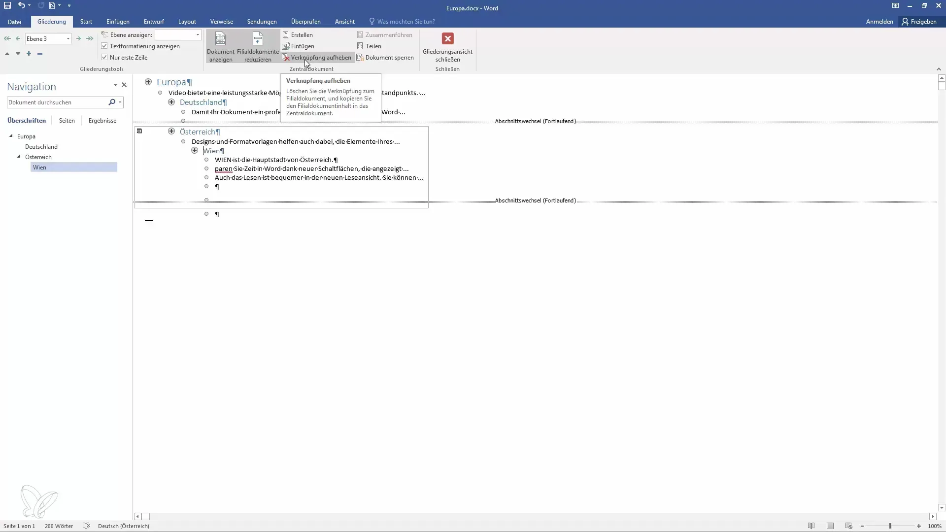 Utiliser efficacement les documents de succursales et centraux dans Word