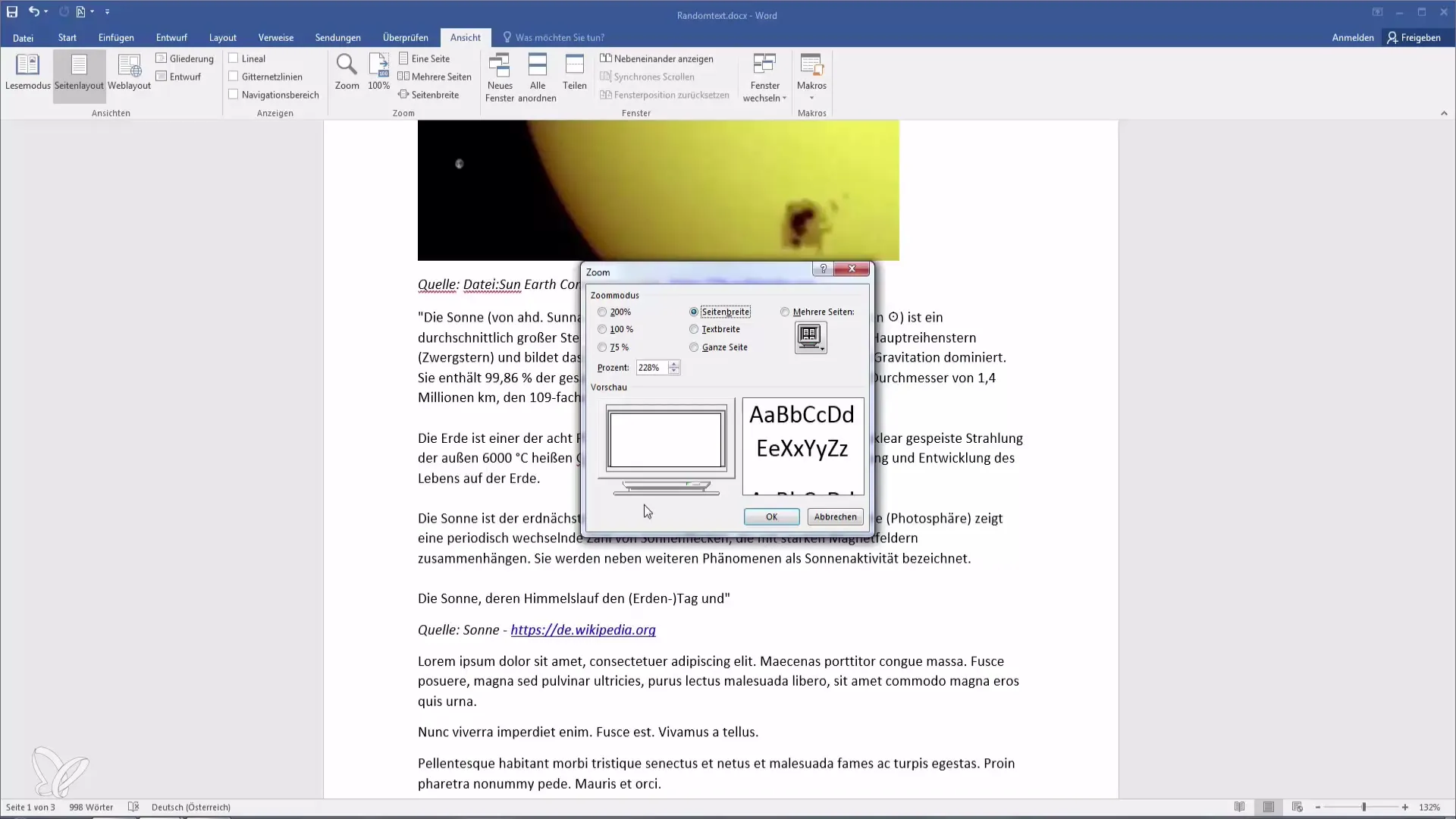 Ajustarea viziunii la zoom în Word uşor de făcut