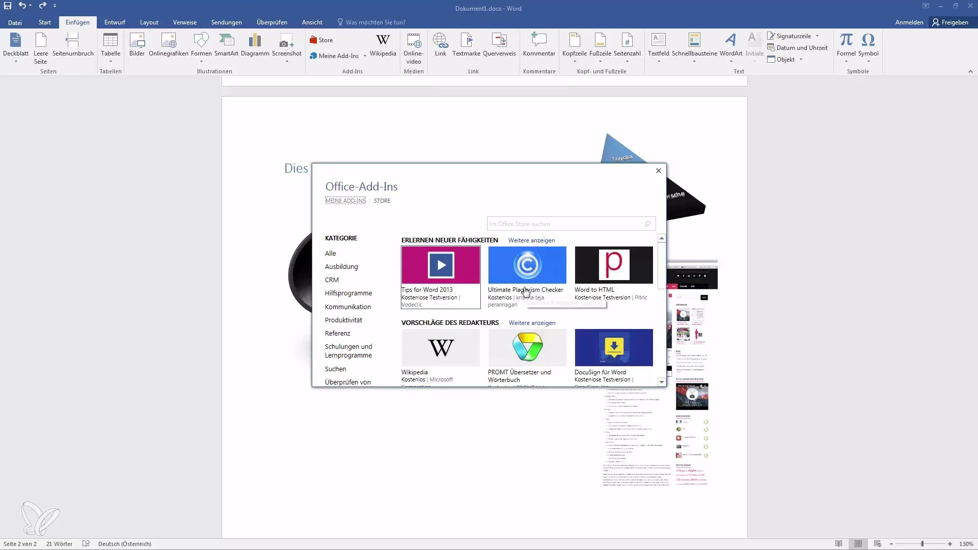 Word Add-Ins: Pemanfaatan Efisien dari Wikipedia dan Terjemahan