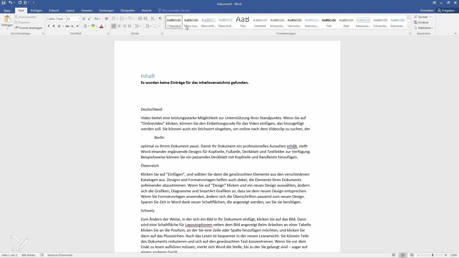 Opret og tilpas automatisk indholdsfortegnelse i Word