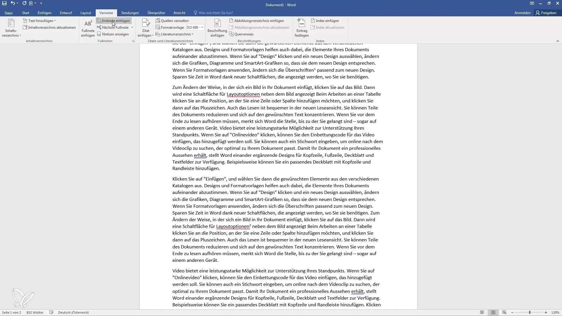 Utilizzare note a piè di pagina ed a fine in modo efficiente in Word