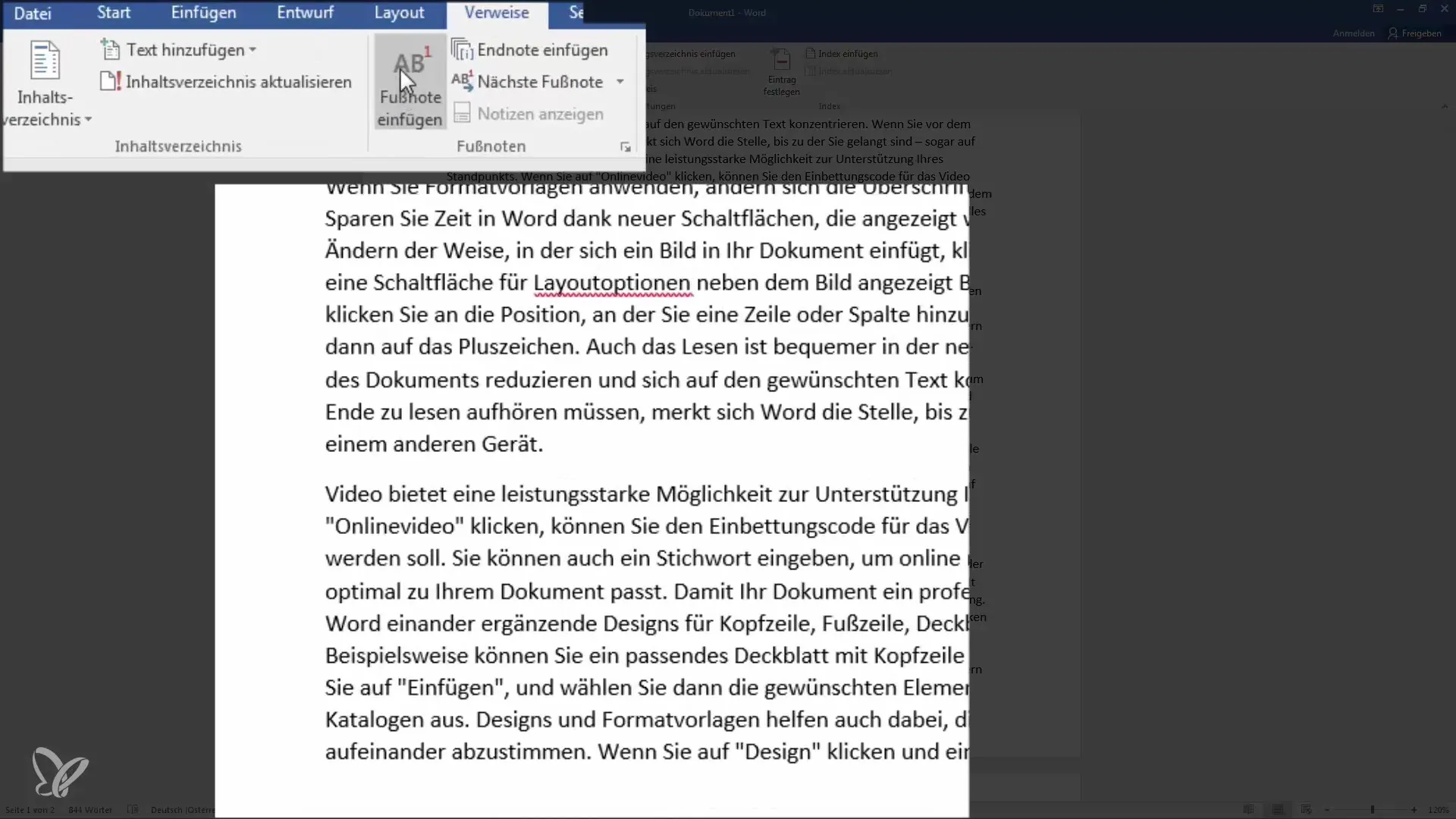 Utilizzare note a piè di pagina ed note finali efficienti in Word