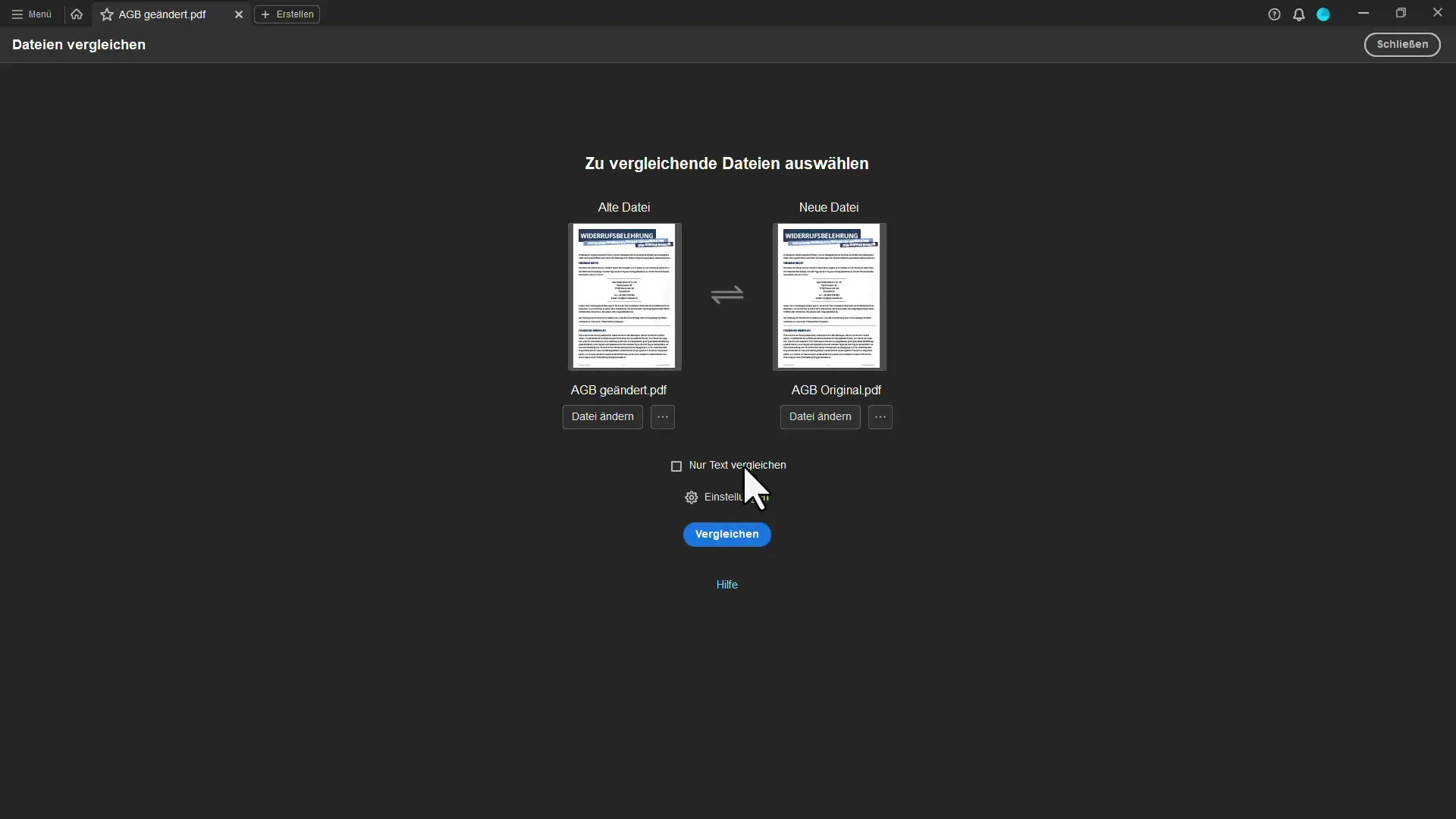 Αποτελεσματική σύγκριση εγγράφων στο Acrobat