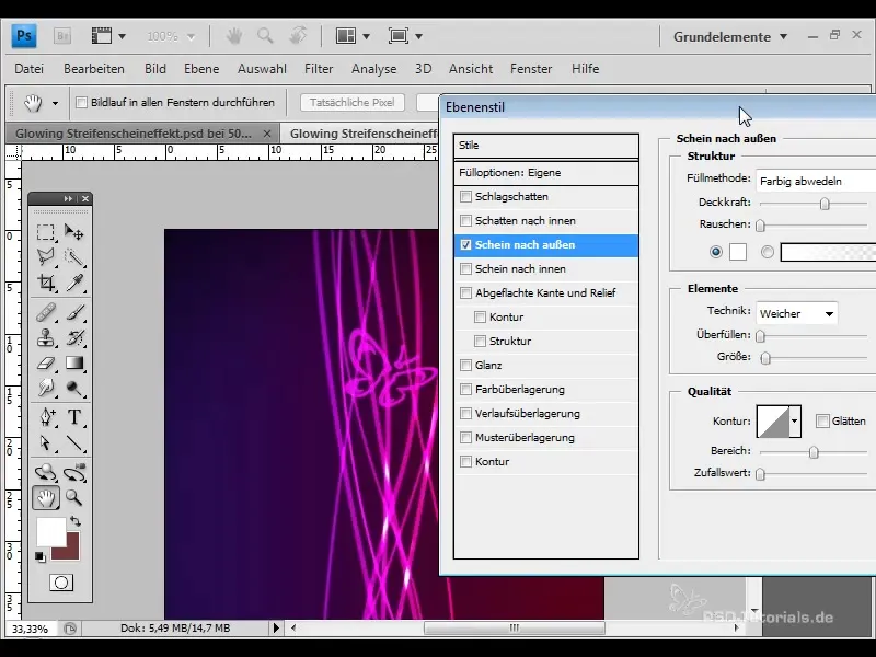 Lage en lysende stripeseffekt for tiltalende design