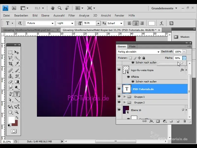 Lage en lysende stripeeffekt for tiltalende design