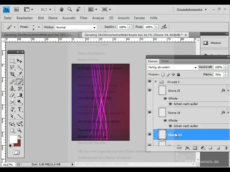 Lage en lysende stripeekseffekt for tiltalende design