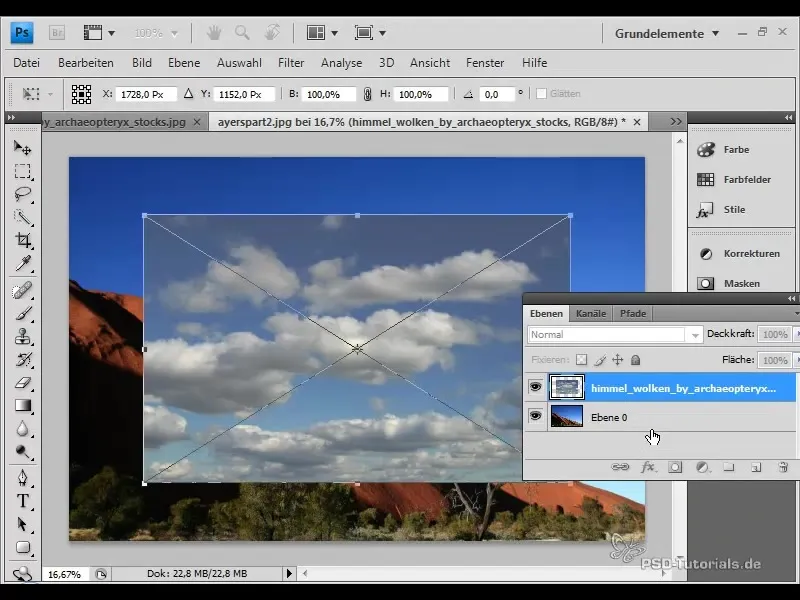Himmelredigering i Photoshop - Intensiver blåfarge og legge til skyer