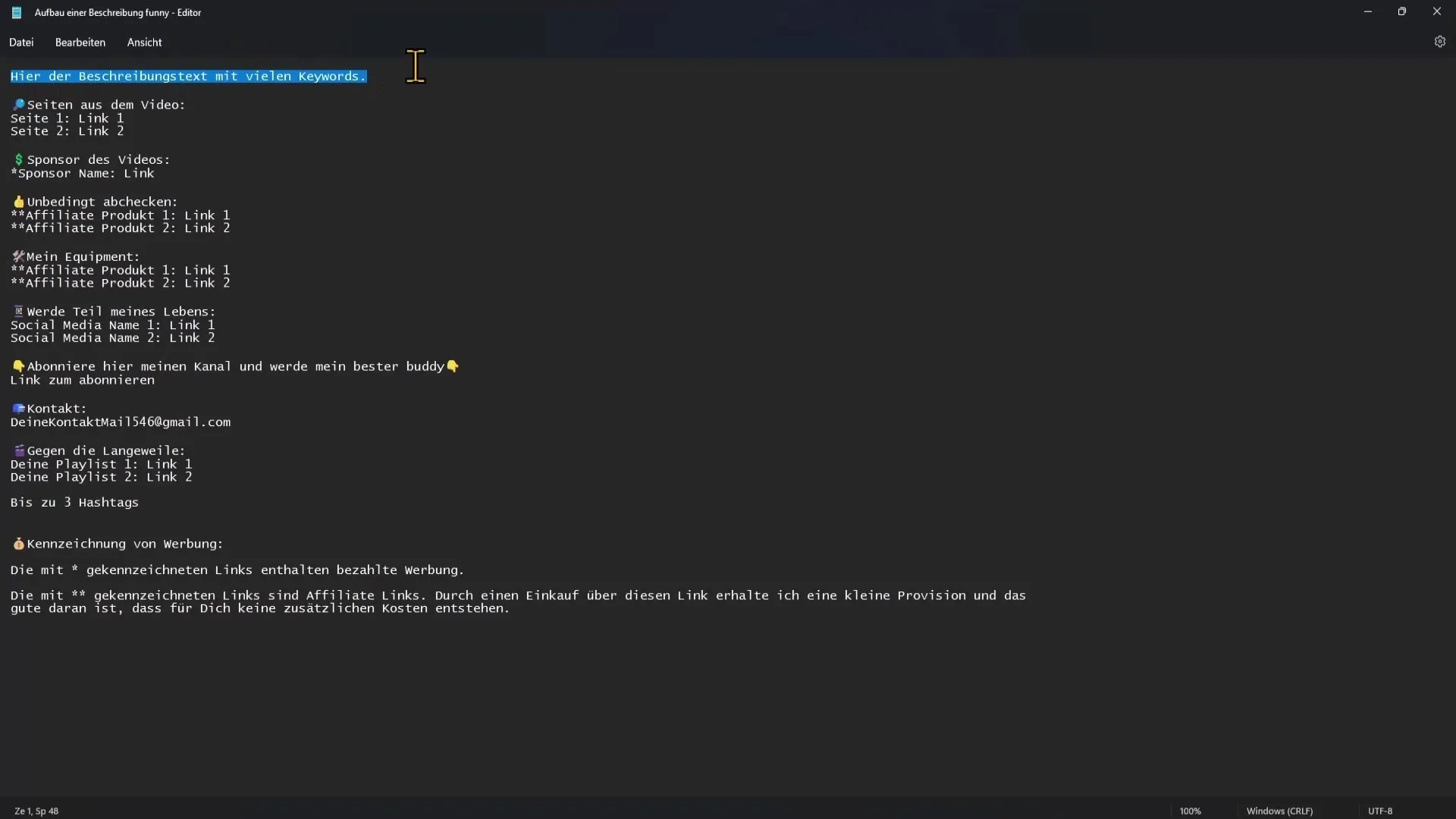 Membuat template untuk deskripsi YouTube secara efisien Membuat template untuk deskripsi YouTube secara efisien