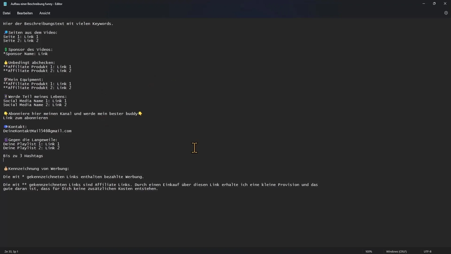 Membuat template untuk deskripsi YouTube secara efisien Membuat template untuk deskripsi YouTube secara efisien