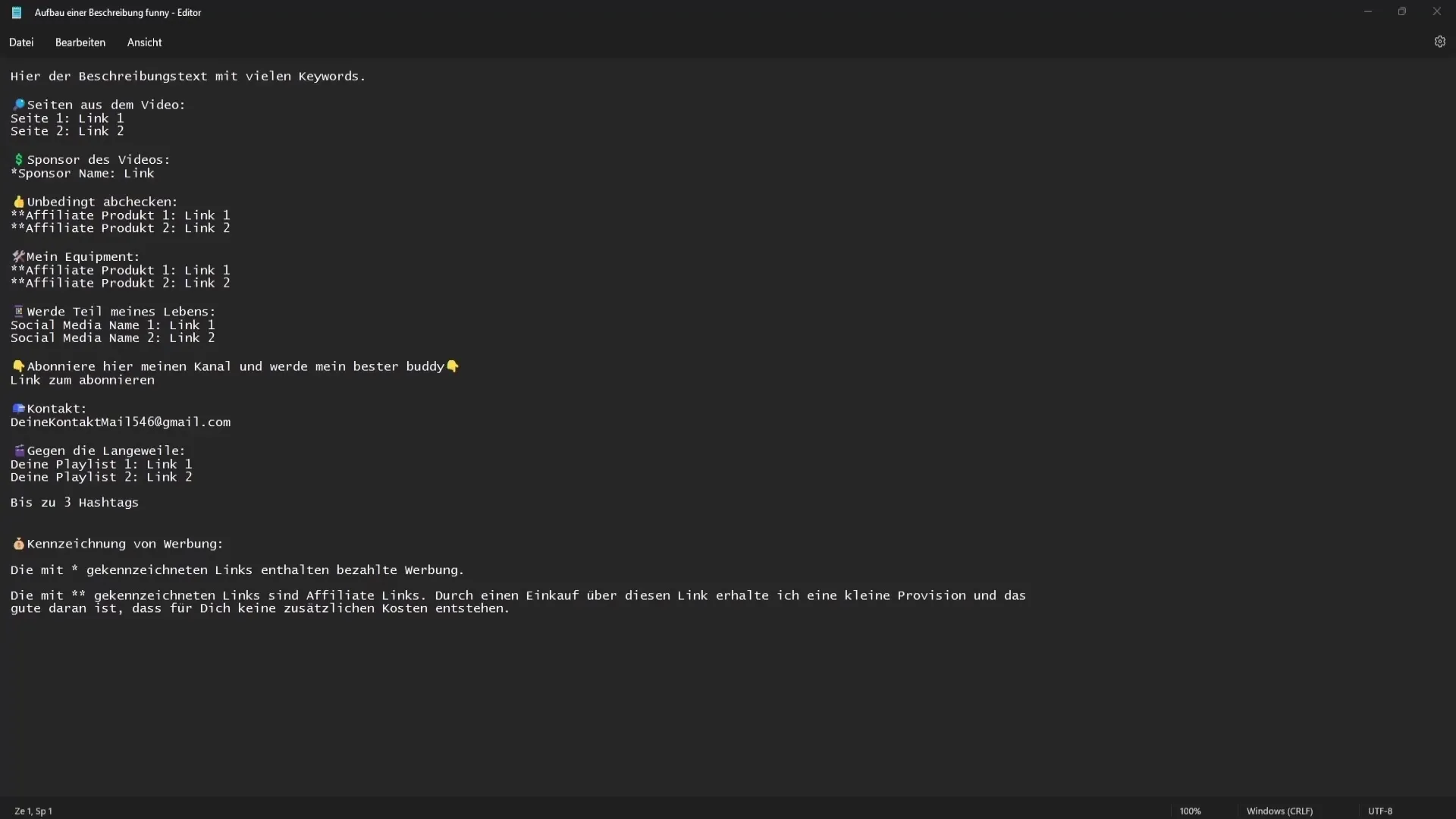 Membuat template untuk deskripsi YouTube secara efisien Membuat templat untuk deskripsi YouTube secara efisien