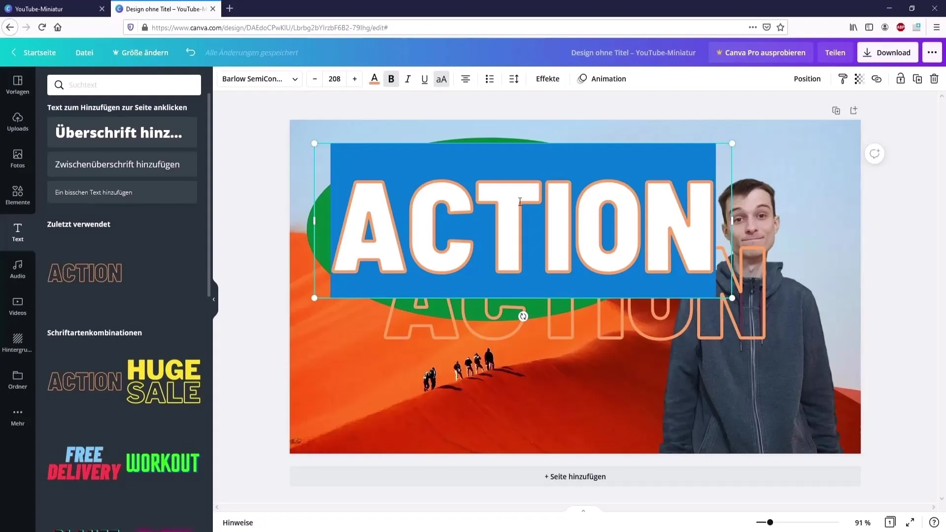 Opprett miniatyrbilder for YouTube ved hjelp av Canva