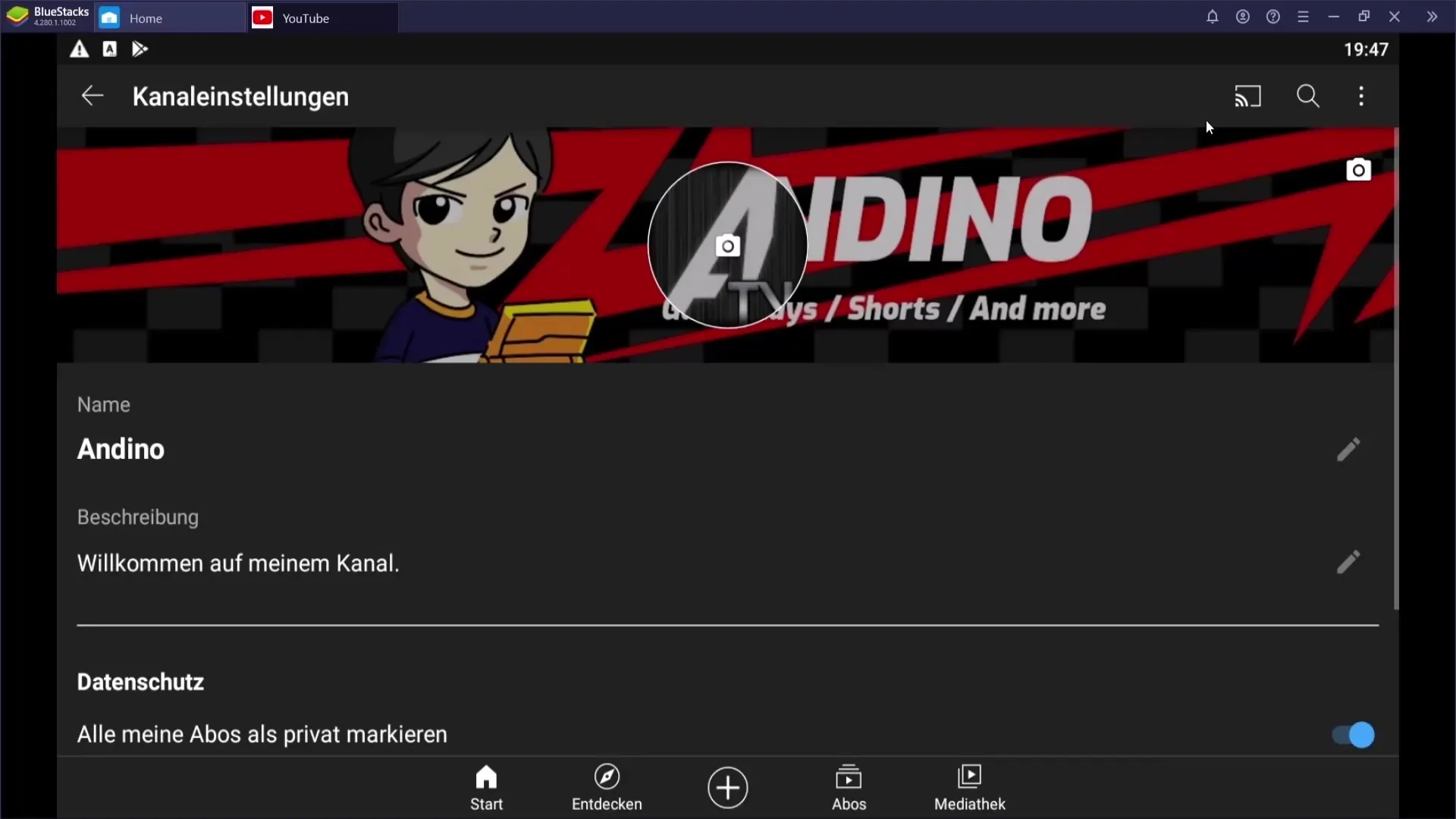 Bare last opp kanalbannere på YouTube